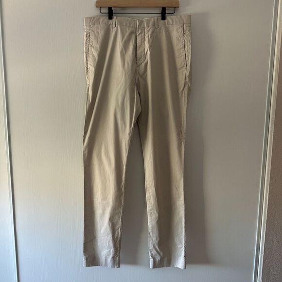 Theory Men's Jake W Reverse Sateen Slim Fit Casual Pants Beige Khaki Size 34x34
